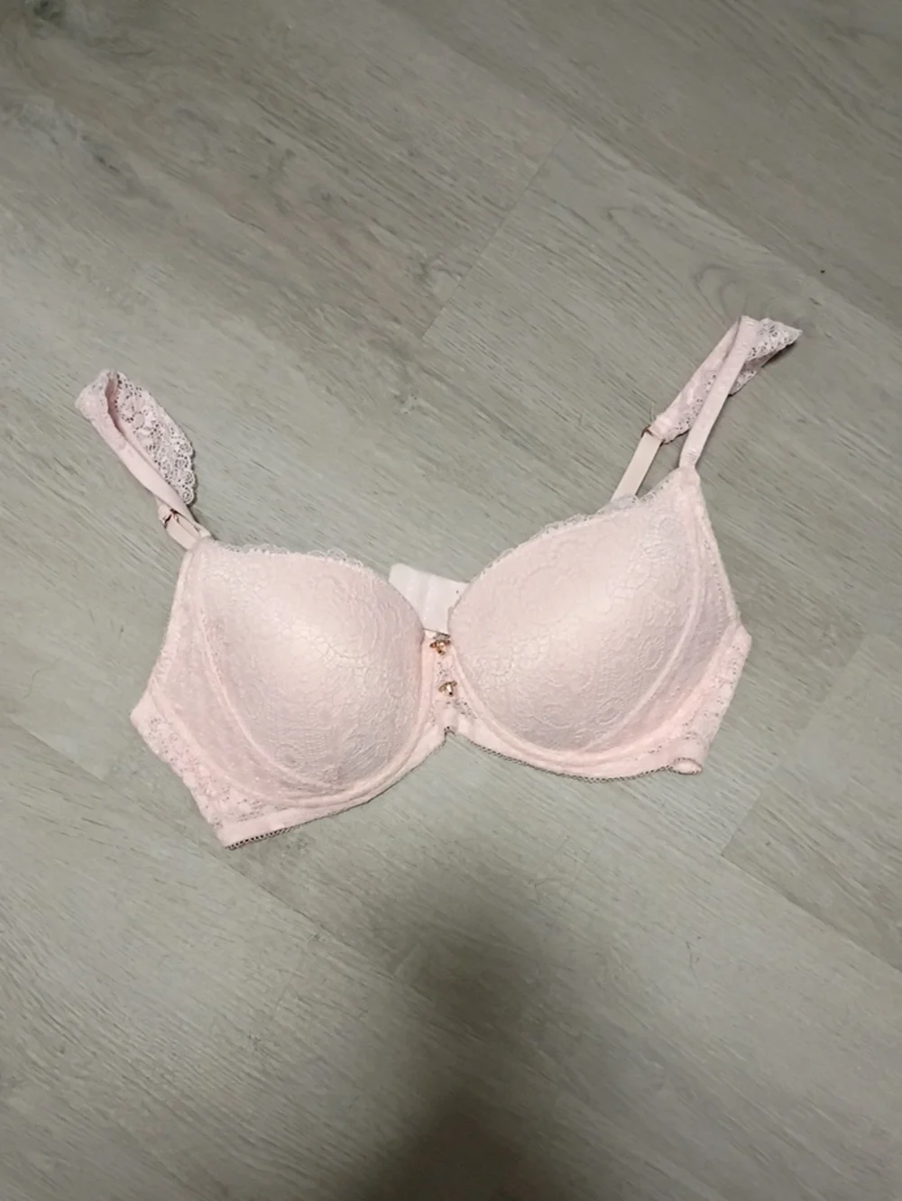 Lace Underwire Push-Up Bra - Light Pink